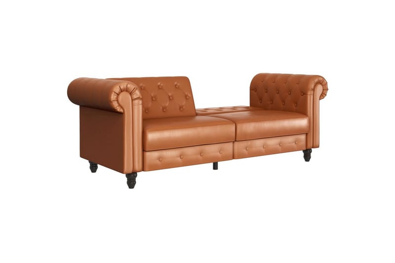 Sovesofa Felix 236x87x83 cm, Cognac, PU/Træ/Metal - 236x87x83 cm, Cognac, PU/Træ/Metal - Møbler - Sofaer - Sovesofaer