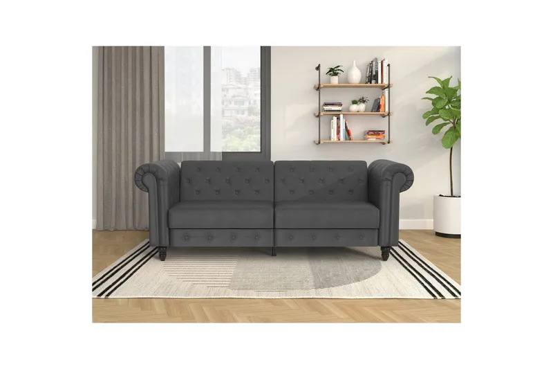 Sovesofa Felix 236x87x83 cm, Grå, PU/Træ/Metal - 236x87x83 cm, Grå, PU/Træ/Metal - Møbler - Sofaer - Sovesofaer