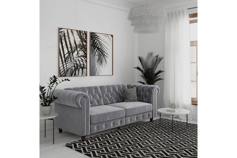 Sovesofa Felix 236x87x83 cm, Lys Grå, Velour - 236x87x83 cm, Lys Grå, Velour - Møbler - Sofaer - Sovesofaer