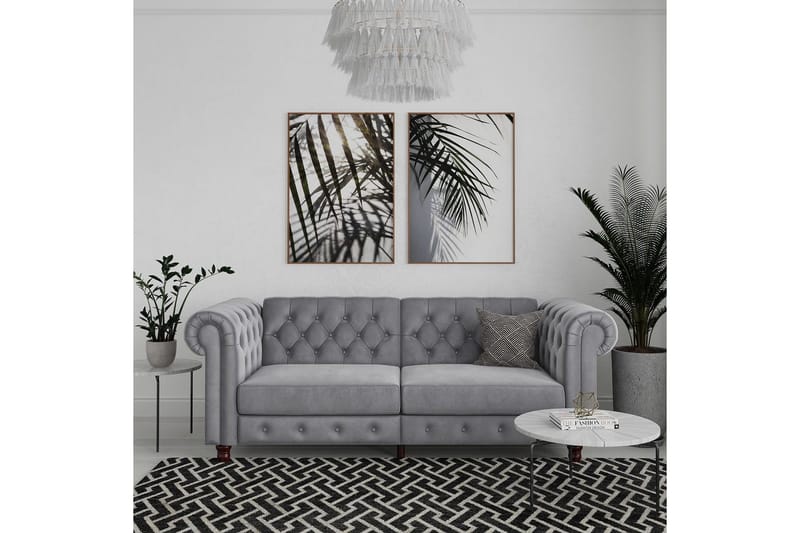 Sovesofa Felix 236x87x83 cm, Lys Grå, Velour - 236x87x83 cm, Lys Grå, Velour - Møbler - Sofaer - Sovesofaer