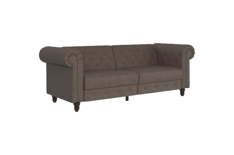 Sovesofa Felix 236x87x83 cm, Mørkebrun, Mikrofiber/Træ/Metal - 236x87x83 cm, Mørkebrun, Mikrofiber/Træ/Metal - Møbler - Sofaer - Sovesofaer