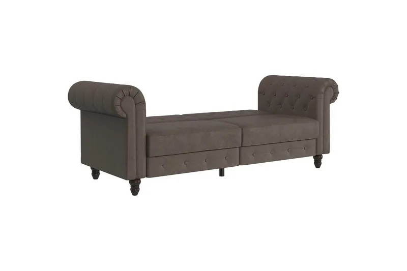 Sovesofa Felix 236x87x83 cm, Mørkebrun, Mikrofiber/Træ/Metal - 236x87x83 cm, Mørkebrun, Mikrofiber/Træ/Metal - Møbler - Sofaer - Sovesofaer