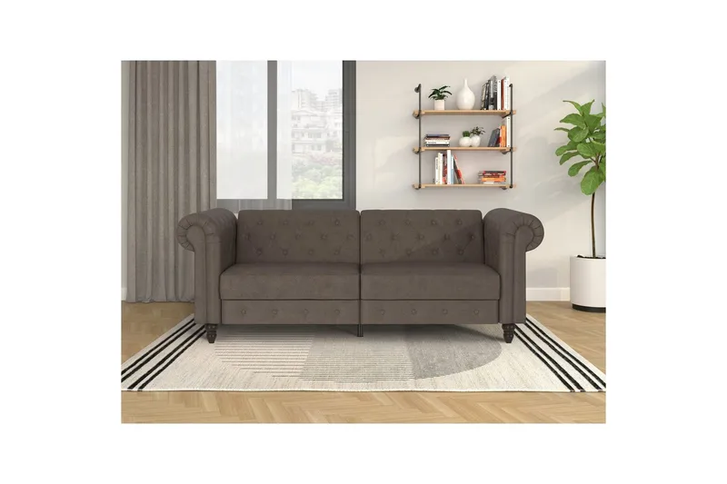 Sovesofa Felix 236x87x83 cm, Mørkebrun, Mikrofiber/Træ/Metal - 236x87x83 cm, Mørkebrun, Mikrofiber/Træ/Metal - Møbler - Sofaer - Sovesofaer