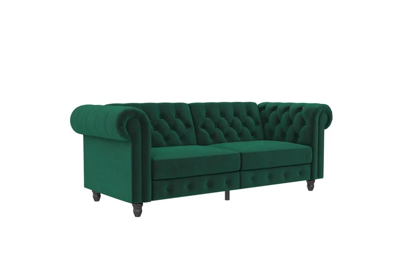 Sovesofa Felix 236x87x83 cm, Mørkegrøn, Velour - 236x87x83 cm, Mørkegrøn, Velour - Møbler - Sofaer - Sovesofaer