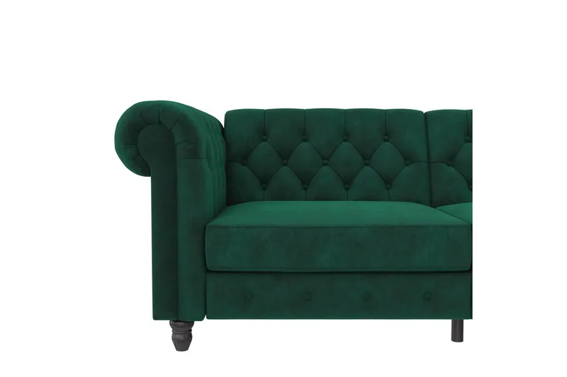 Sovesofa Felix 236x87x83 cm, Mørkegrøn, Velour - 236x87x83 cm, Mørkegrøn, Velour - Møbler - Sofaer - Sovesofaer