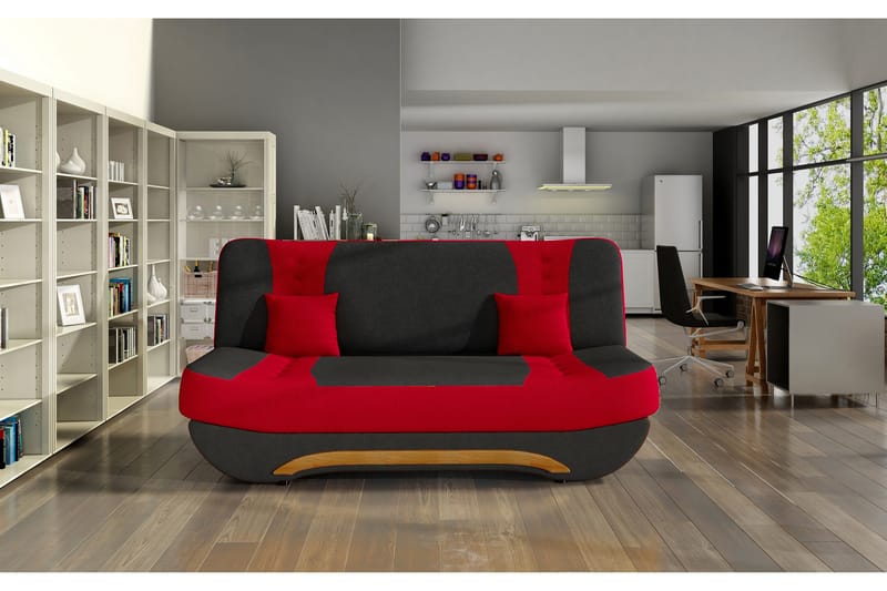 Fenga sovesofa - Sort / rød - Møbler - Sofaer - Sovesofaer