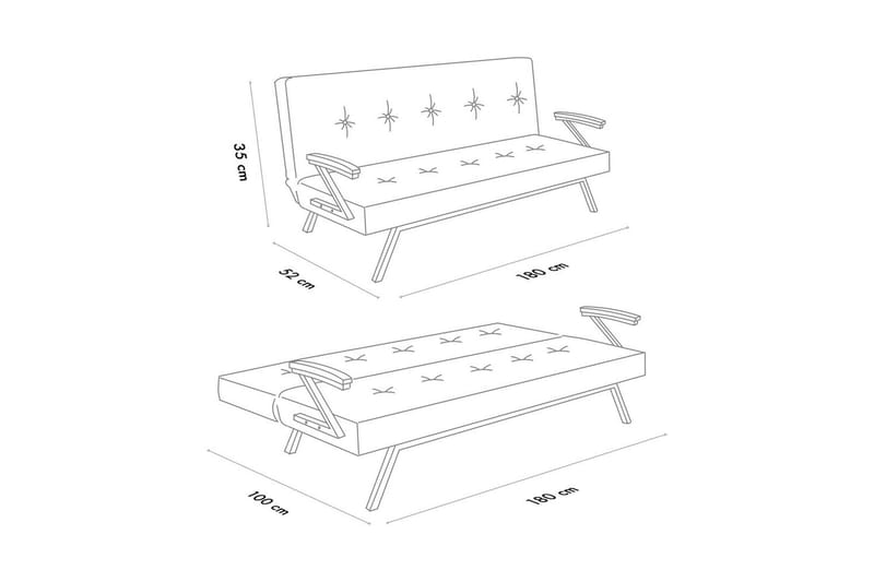 Fennor Sovesofa 3-sits - Grøn - Møbler - Sofaer - Sovesofaer