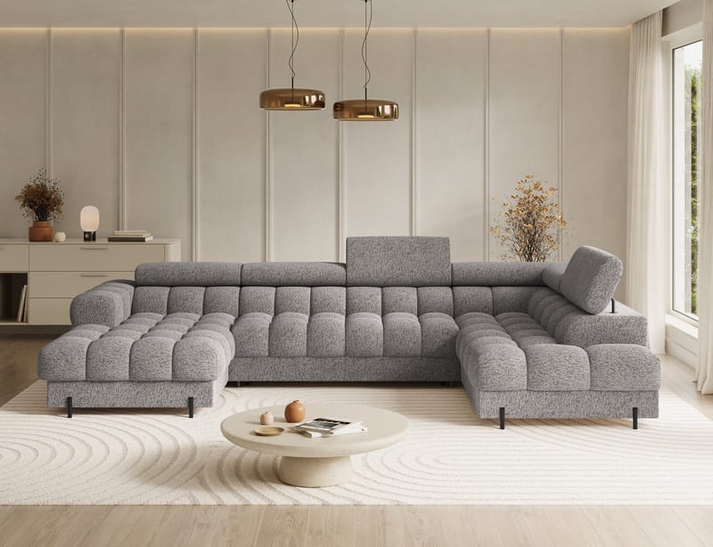 Feraria 6-personers boblende sovesofa med divan og chaiselong, opbevaring, højre - Pellerito 20 - Møbler - Sofaer - Sovesofaer