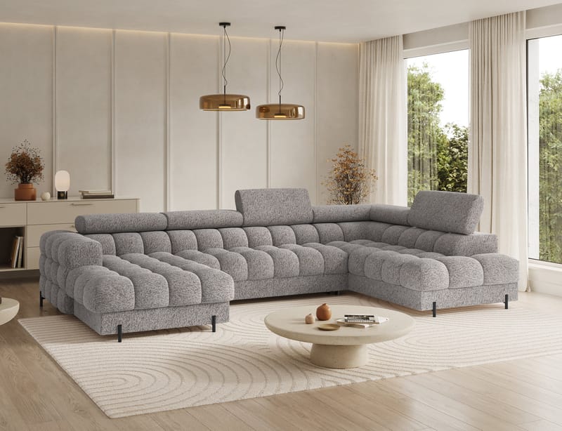 Feraria 6-personers boblende sovesofa med divan og chaiselong, opbevaring, højre - Pellerito 20 - Møbler - Sofaer - Sovesofaer