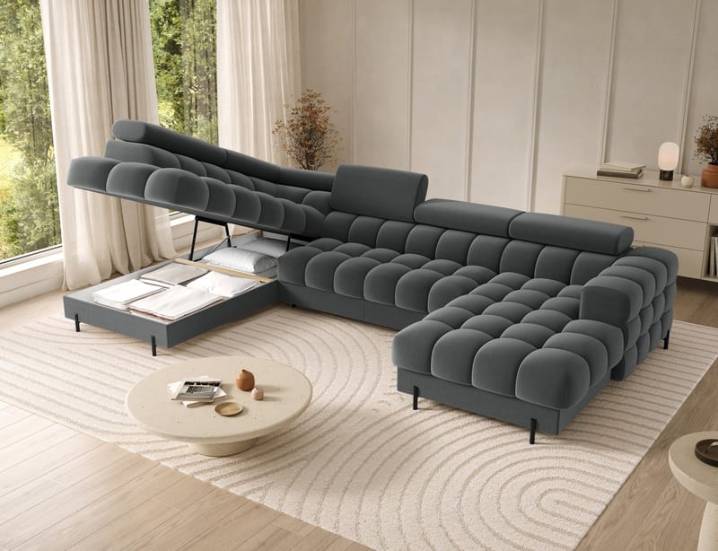 Feraria 6-personers Bubblig sovesofa med divan og chaiselong, opbevaring venstre - Sola 06 - Møbler - Sofaer - Sovesofaer