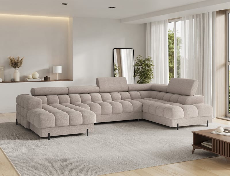 Feraria 6-personers boblende sovesofa med divan og chaiselong, opbevaring, højre - Royal 18 - Møbler - Sofaer - Sovesofaer