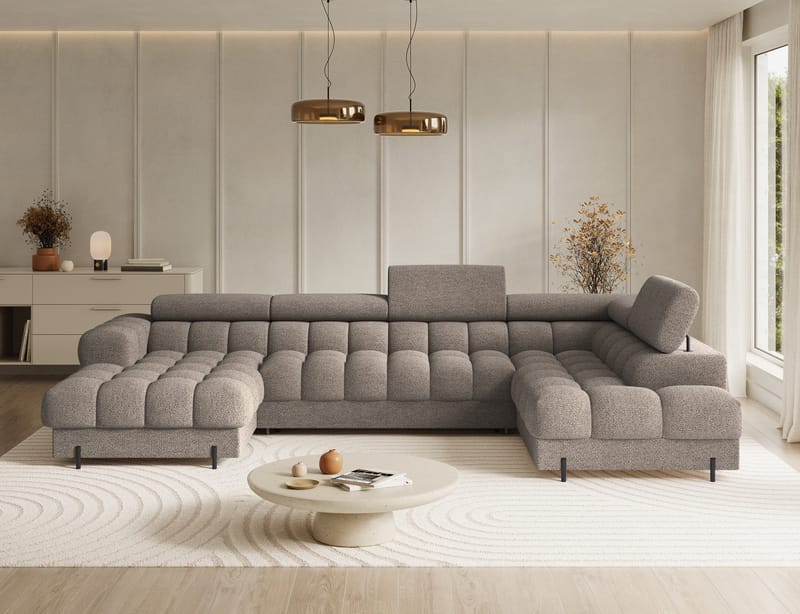 Feraria 6-personers boblende sovesofa med divan og chaiselong, opbevaring, højre - Royal 20 - Møbler - Sofaer - Sovesofaer