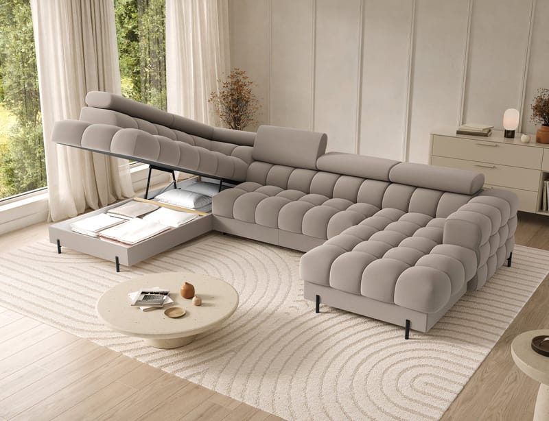 Feraria 6-personers Bubblig sovesofa med divan og chaiselong, opbevaring venstre - Sola 18 - Møbler - Sofaer - Sovesofaer