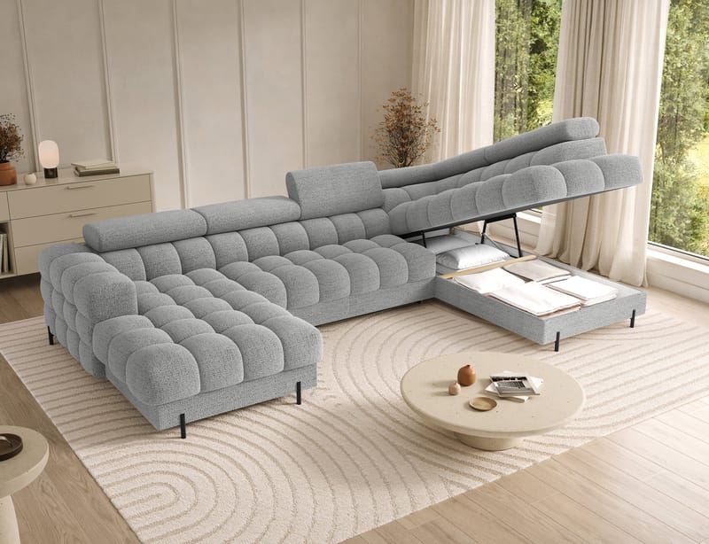 Feraria 6-personers boblende sovesofa med divan og chaiselong, opbevaring, højre - Royal 03 - Møbler - Sofaer - Sovesofaer