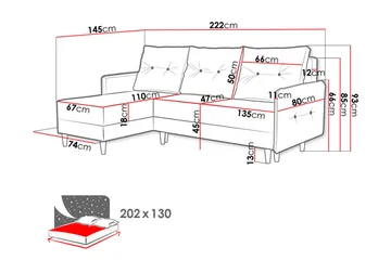 Fernisia Hjørnesovesofa - Grå - Møbler - Sofaer - Sovesofaer