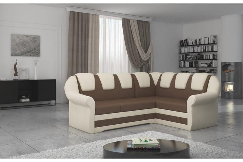 Fica hjørnesovesofa - Brun/Lyserød - Møbler - Sofaer - Sovesofaer