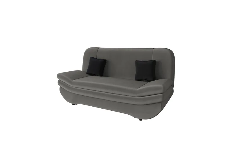 Figurelle 2-personers Rektangulær Sovesofa med Opbevaring i Fløjl, Grå|Sort