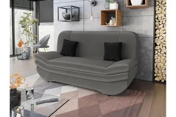 Figurelle 2-personers Rektangulær Sovesofa med Opbevaring i Fløjl - Grå|Sort - Møbler - Sofaer - Sovesofaer