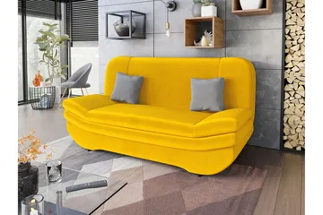 Figurelle 2-personers Foldbar Sovesofa 130x190 cm med Opbevaring i Fløjl - Gul - Møbler - Sofaer - Sovesofaer