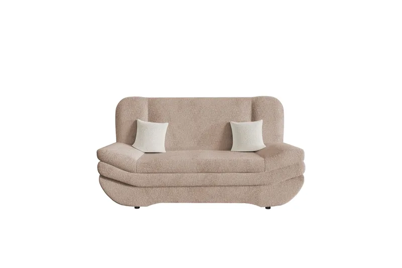 Figurelle 2-personers Rektangulær Sovesofa i Plys, Rosa|Beige