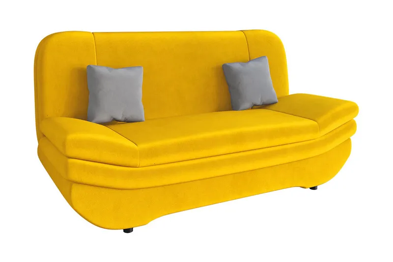 Figurelle 2-personers Foldbar Sovesofa 130x190 cm med Opbevaring i Fløjl, Gul