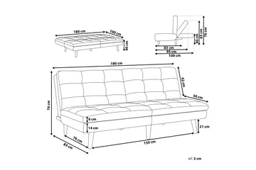 Finan Sovesofa 3-personers - Sort/Mørkt træ - Møbler - Sofaer - Sovesofaer