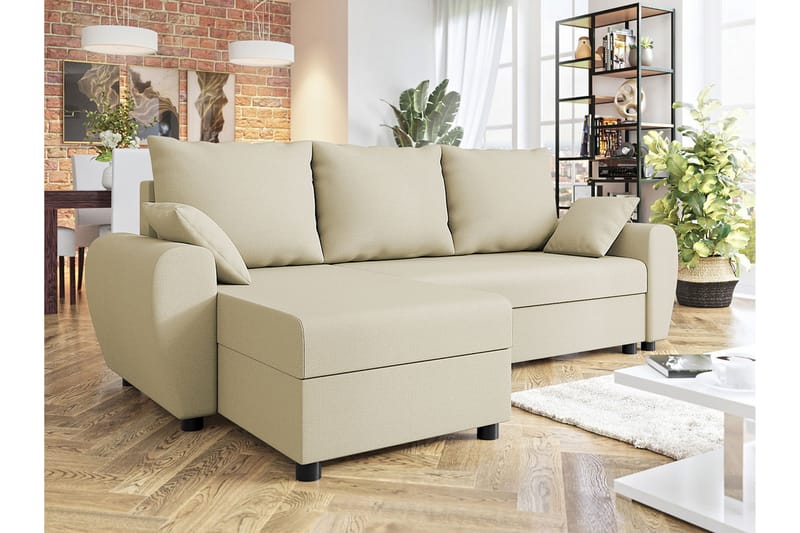 Fionara 3-personers hjørnesofaseng - Beige - Møbler - Sofaer - Sovesofaer