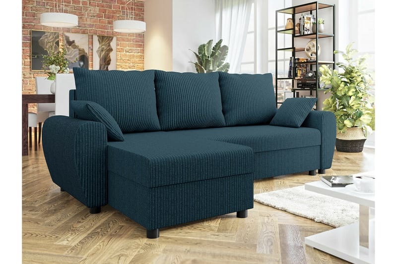 Fionara 3-personers hjørnesofaseng - Blå - Møbler - Sofaer - Sovesofaer