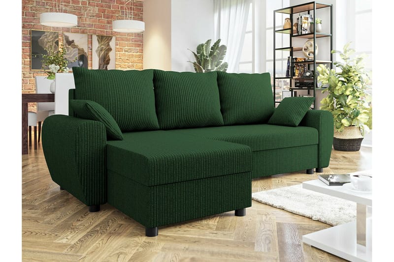 Fionara 3-personers hjørnesofaseng - Grøn - Møbler - Sofaer - Sovesofaer