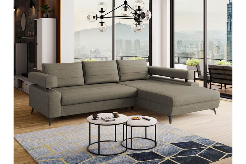 Fito Sovesofa med Chaiselong 3-personers - Grå - Møbler - Sofaer - Sovesofaer