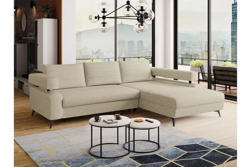 Fito Sovesofa med Chaiselong 3-personers - Beige - Møbler - Sofaer - Sovesofaer