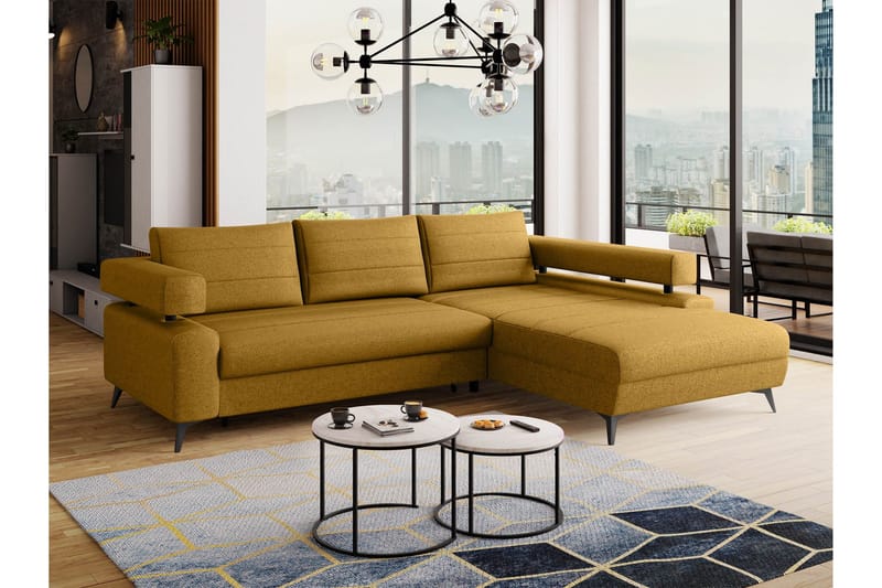 Fito Sovesofa med Chaiselong 3-personers - Gul - Møbler - Sofaer - Sovesofaer