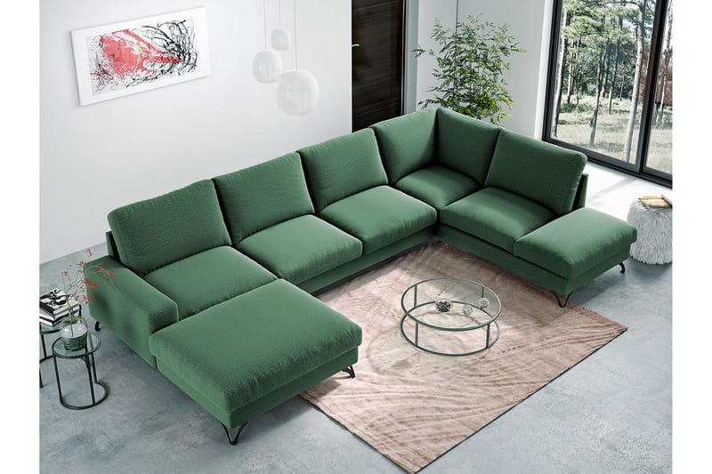 Flavio Hjørnesovesofa 367x214x91 cm - Grøn - Møbler - Sofaer - Sovesofaer