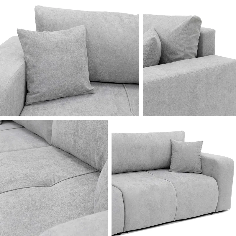 Flo 3-personers Kubisk Sovesofa med Opbevaring i Bouclé - Grå - Møbler - Sofaer - Sovesofaer