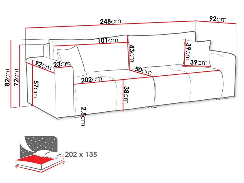 Flo Sovesofa 3-personers - Hvid - Møbler - Sofaer - Sovesofaer
