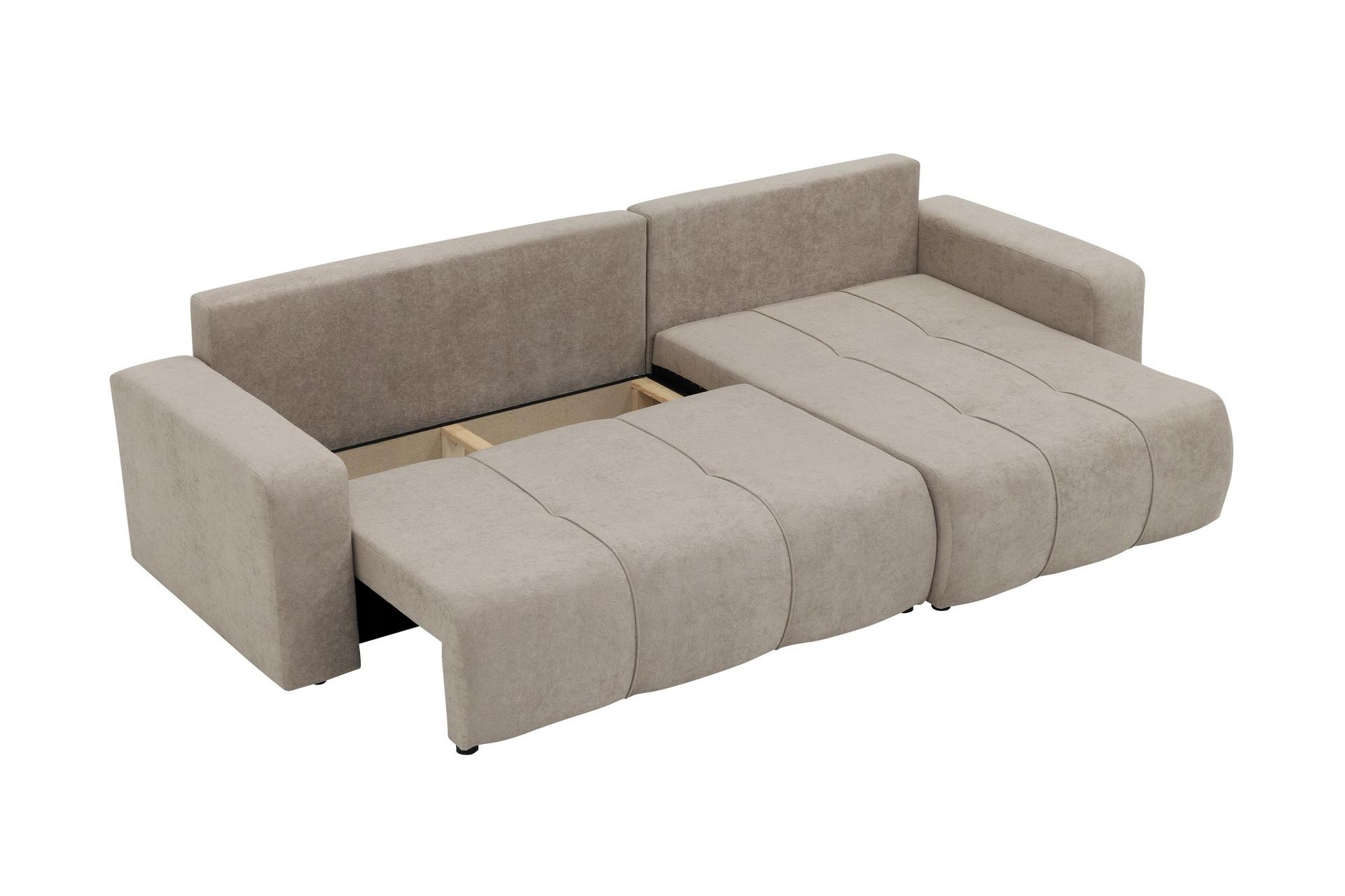 Flo Sovesofa med Chaiselong 3-personers i Plys - Gul - Møbler - Sofaer - Sovesofaer
