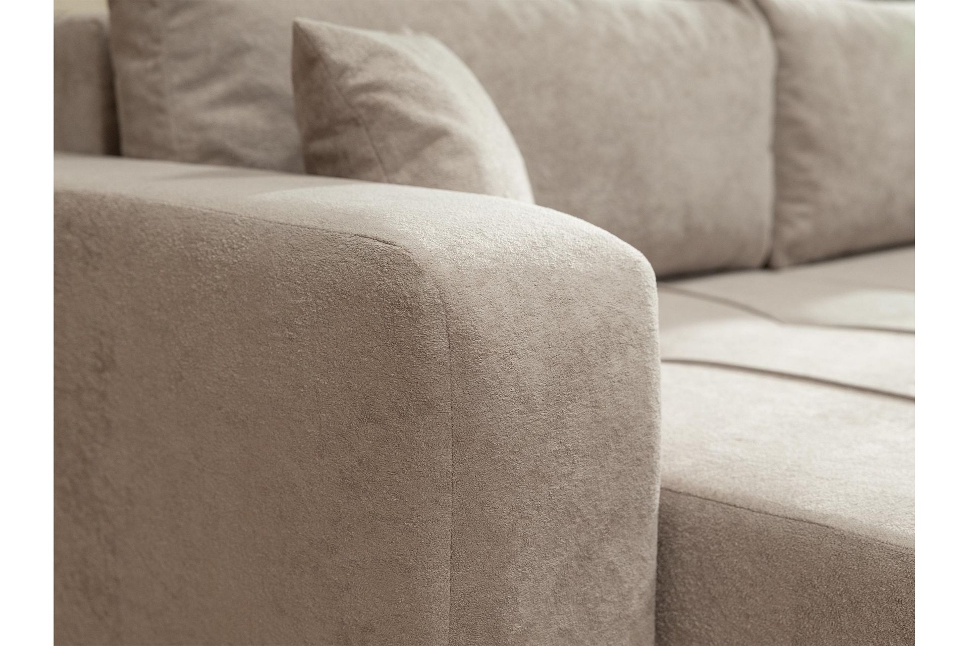 Flo Sovesofa med Chaiselong 3-personers i Plys - Gul - Møbler - Sofaer - Sovesofaer