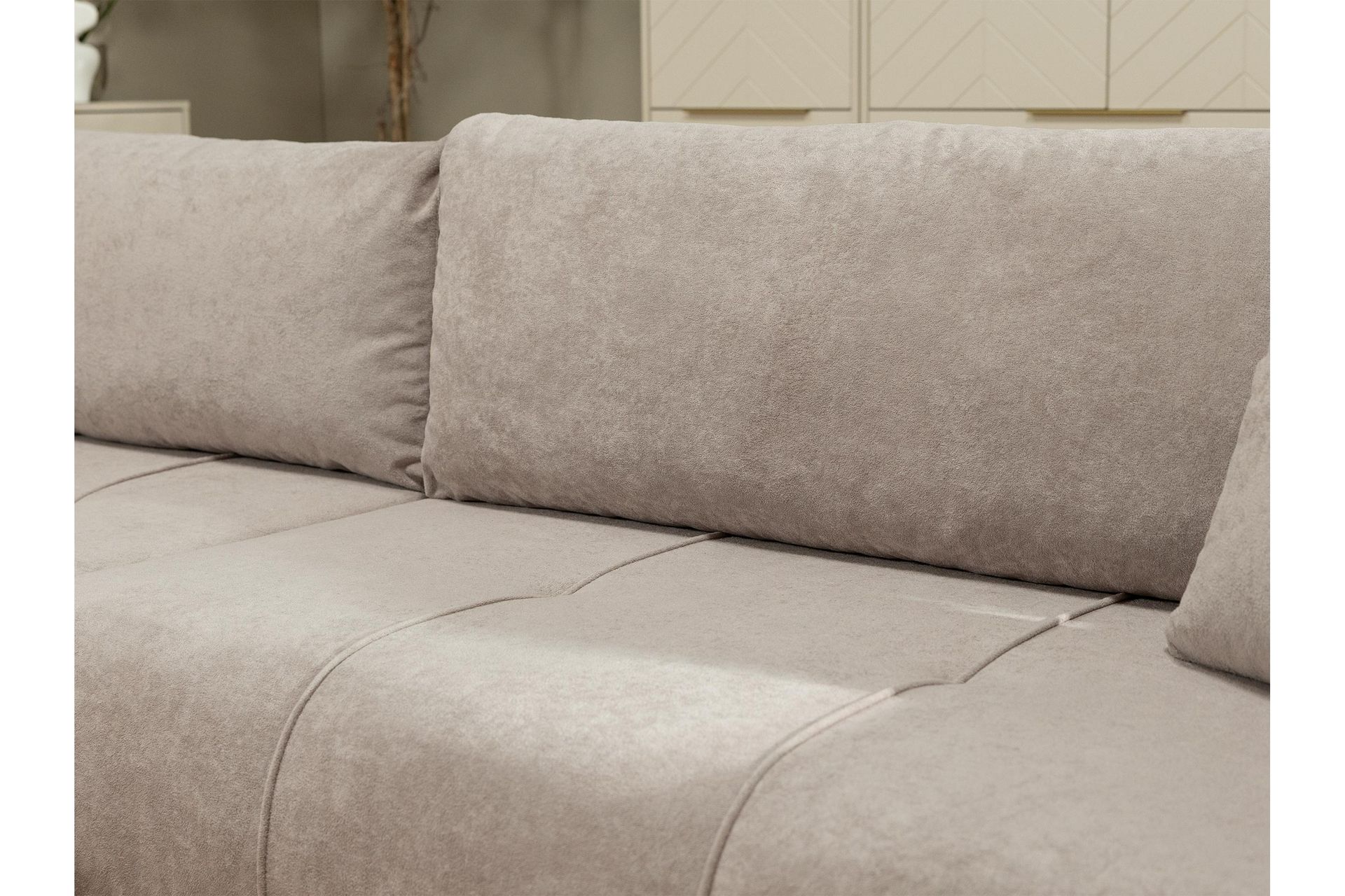 Flo Sovesofa med Chaiselong 3-personers i Plys - Gul - Møbler - Sofaer - Sovesofaer