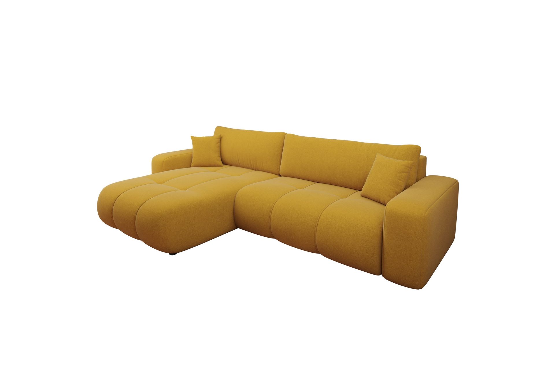 Flo Sovesofa med Chaiselong 3-personers i Plys - Gul - Møbler - Sofaer - Sovesofaer