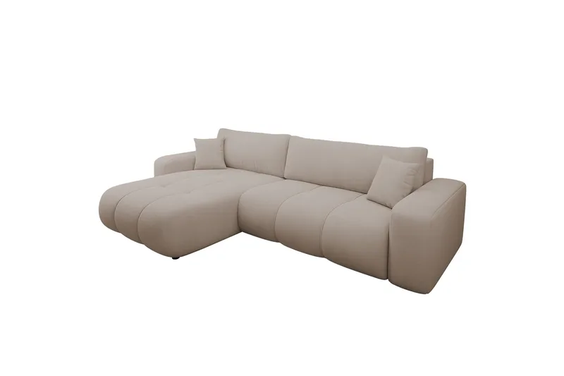 Flo Sovesofa med Chaiselong 3-personers i Plys - Beige - Møbler - Sofaer - Sovesofaer