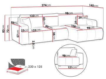 Flo Sovesofa med chaiselong 3-personers - Mintgrøn - Møbler - Sofaer - Sovesofaer