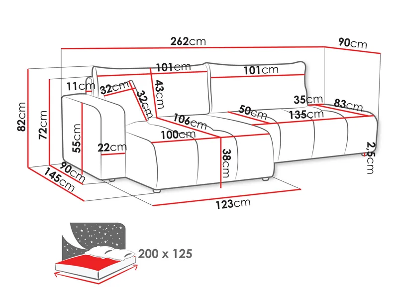 Flo Sovesofa med chaiselong 4-personers - Hvid - Møbler - Sofaer - Sovesofaer