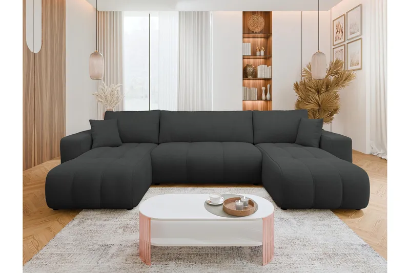 Flo Sovesofa med Dobbelt Chaiselong 4-personers - Grå - Møbler - Sofaer - Sovesofaer