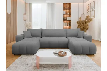 Flo Sovesofa med Dobbelt Chaiselong 4-personers - Grå - Møbler - Sofaer - Sovesofaer
