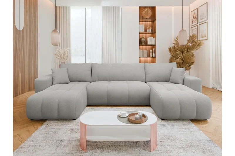 Flo Sovesofa med Dobbelt Chaiselong 4-personers - Grå - Møbler - Sofaer - Sovesofaer