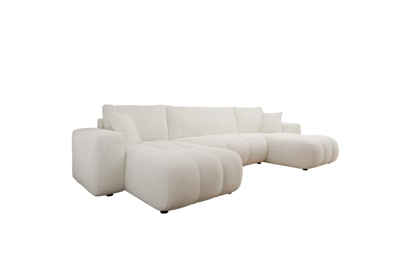 Flo Sovesofa med Dobbelt Chaiselong 4-personers i Plys - Hvid - Møbler - Sofaer - Sovesofaer