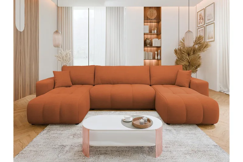 Flo Sovesofa med Dobbelt Chaiselong 4-personers - Orange - Møbler - Sofaer - Sovesofaer