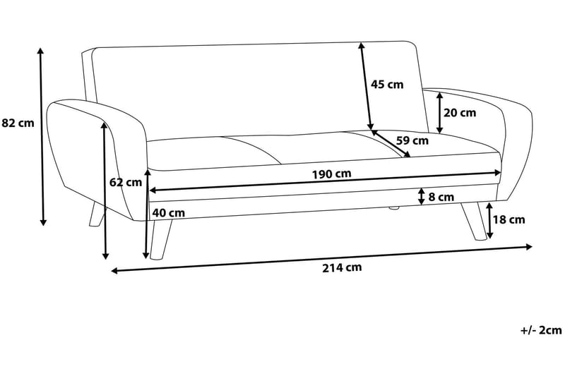 Florli 3-personers Foldbar Rektangulær Sovesofa 104x190 cm i Stof - Grå - Møbler - Sofaer - Sovesofaer