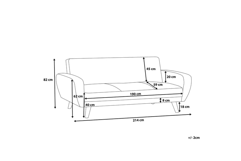 Florli sovesofa 214 cm - Sort - Møbler - Sofaer - Sovesofaer