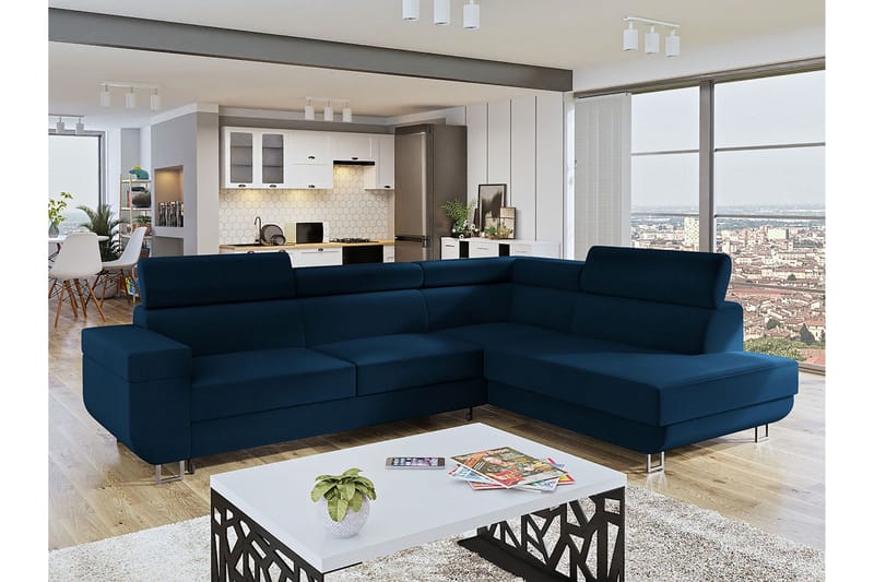 Fonti 3-personers Hjørnesovesofa - Blå - Møbler - Sofaer - Sovesofaer